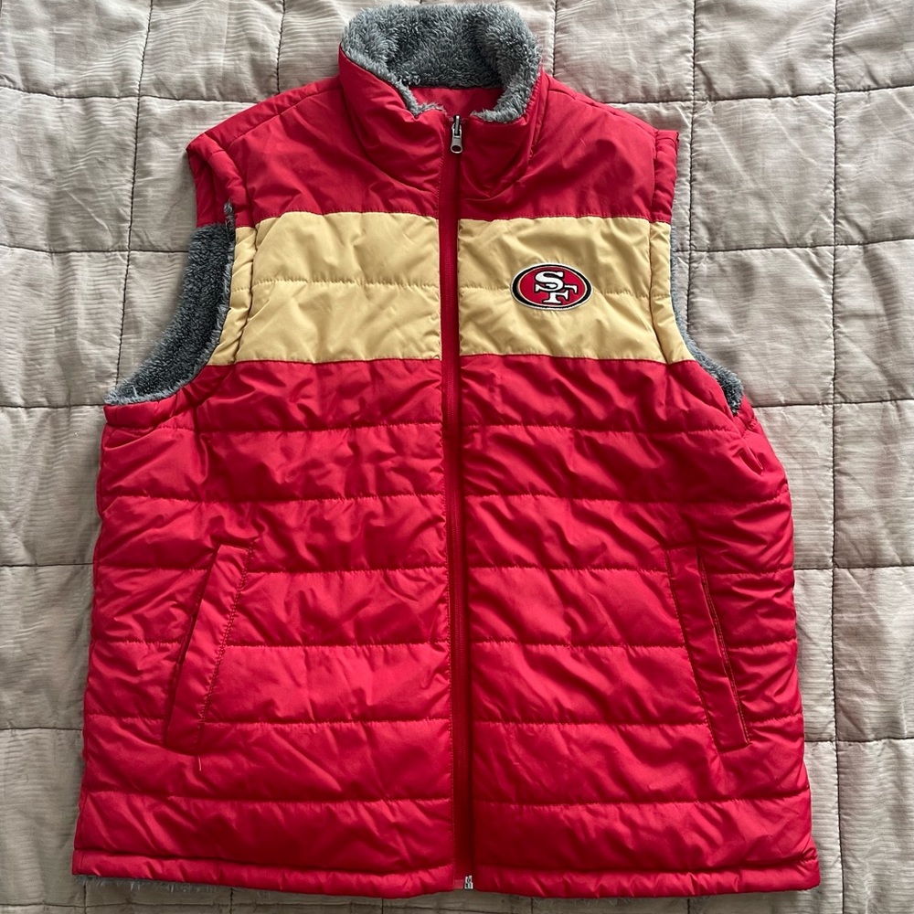 Reversible San Francisco 49ers Puffer Fleece Vest Size XL 9/10
